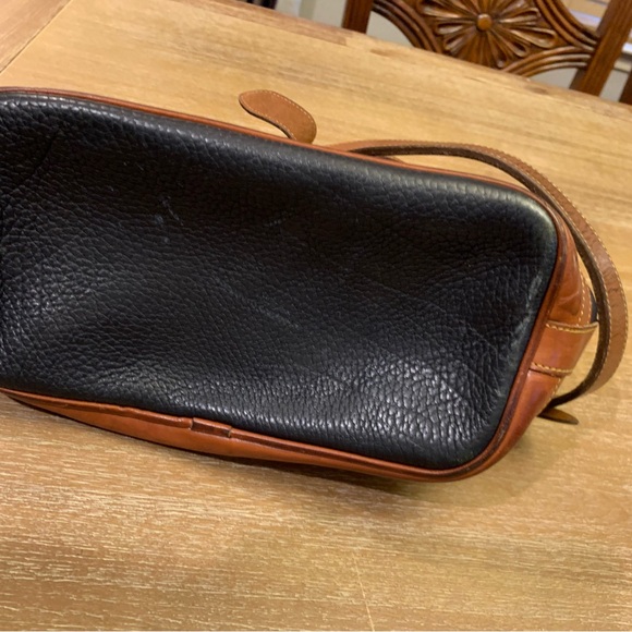 Dooney & Bourke Dark Blue and Brown Leather Draw String Bag - Picture 12 of 13